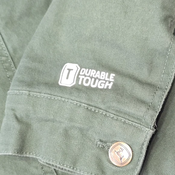 John Deere Kids Green Canvas Trucker Jacket Fleece Lined Size 8 - Picture 3 of 5